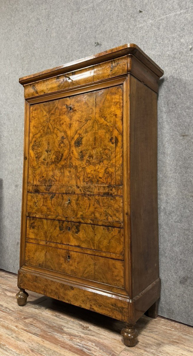 Louis Philippe Period Secretary With Doucine In Walnut -photo-1