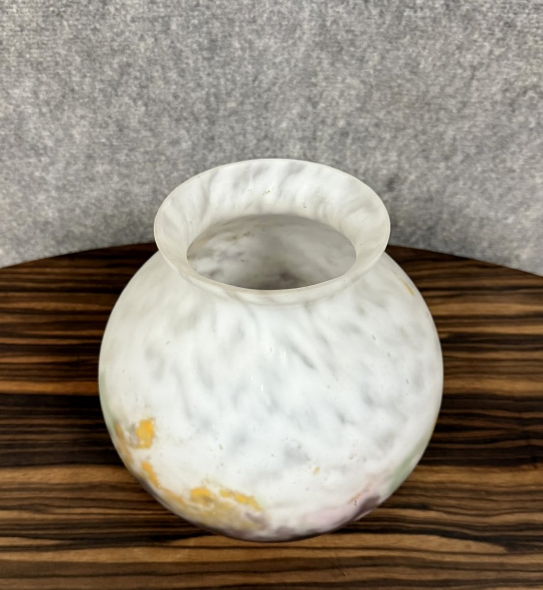 d'Après Muller: Vase Boule En Verre Marmoréen époque Art Déco -photo-1