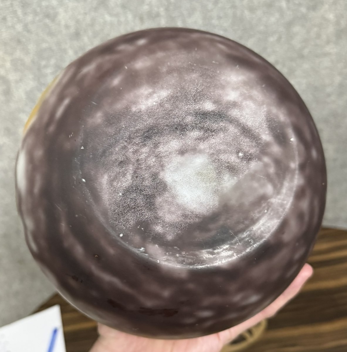 d'Après Muller: Vase Boule En Verre Marmoréen époque Art Déco -photo-4