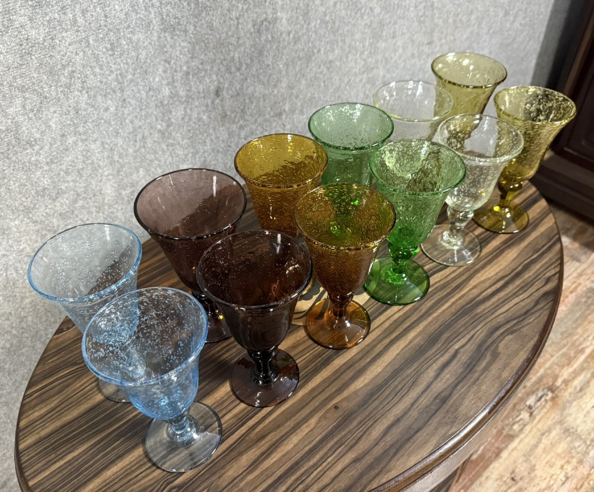 Biot: Série De 12 Verres Bullés De 6 Couleurs Différentes  -photo-2