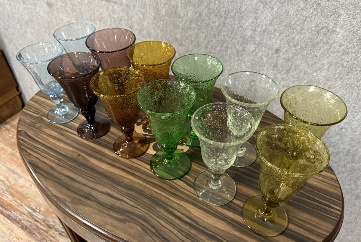 Biot: Série De 12 Verres Bullés De 6 Couleurs Différentes  -photo-3