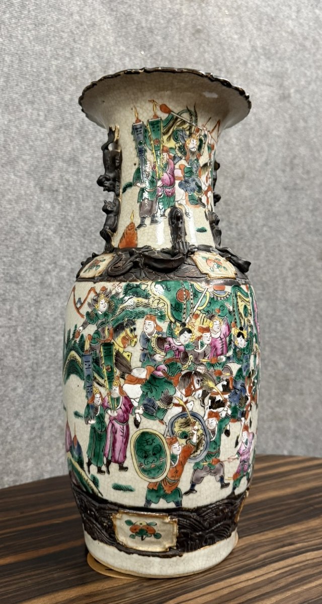 Chine Nankin époque XIXème: Vase Balustre En Faïence -photo-2