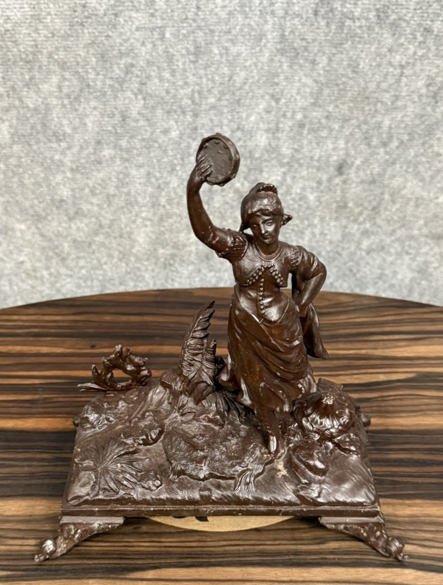Charles Anfrie (1833-1905): Sculpture En Régule Patiné -photo-1