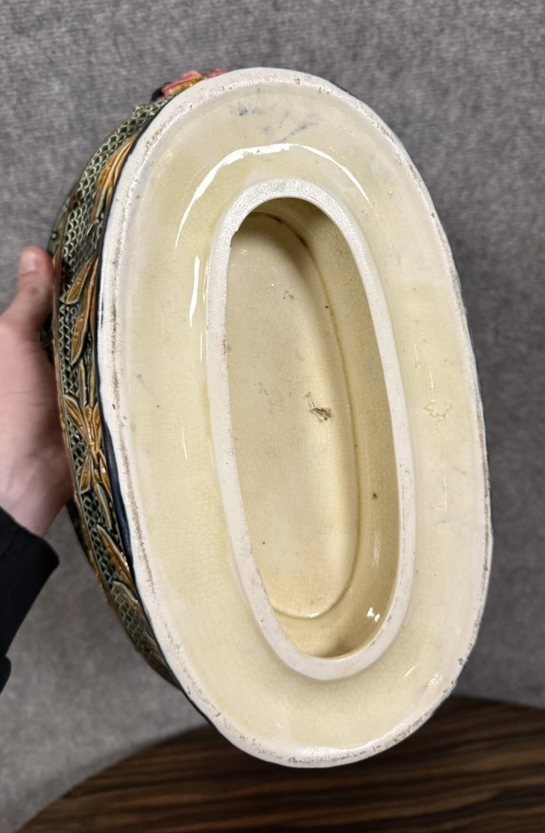 Large Planter In Colored Slip With Antique Decoration -photo-5
