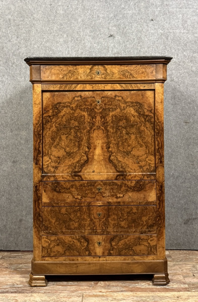 Louis Philippe Period Secretary In Burr Walnut 