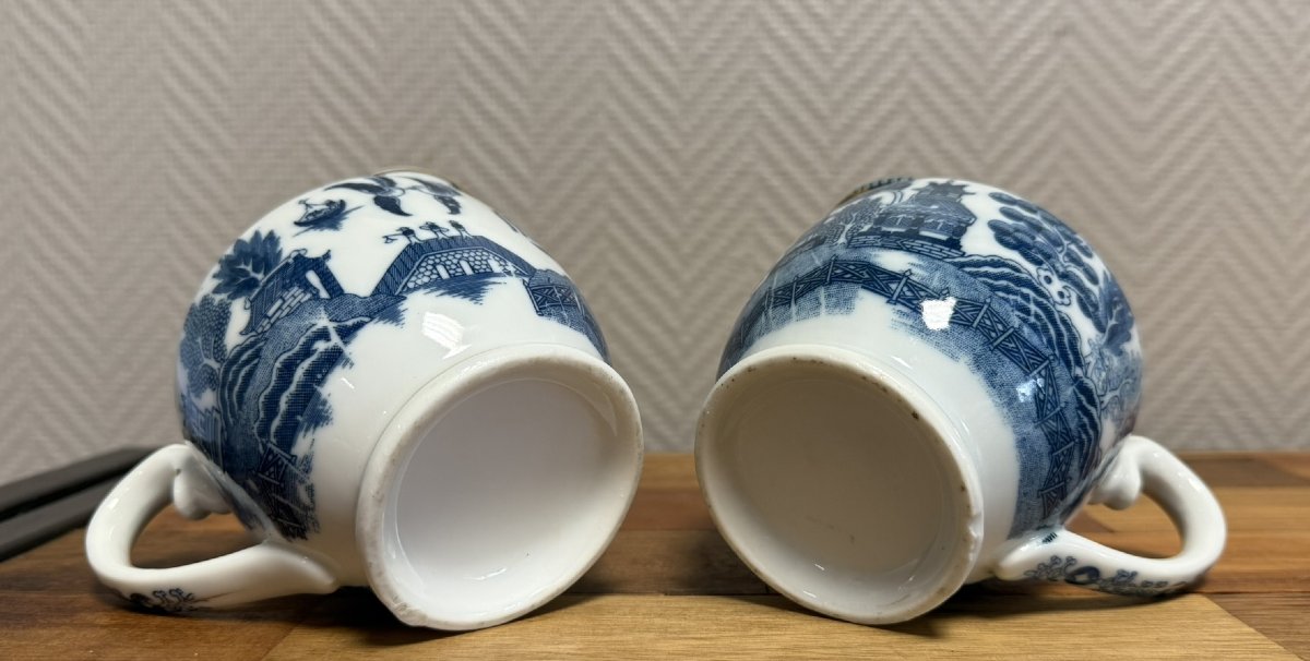 Paire De Verseuses Anglaises En Porcelaine A Décors Asiatique -photo-6