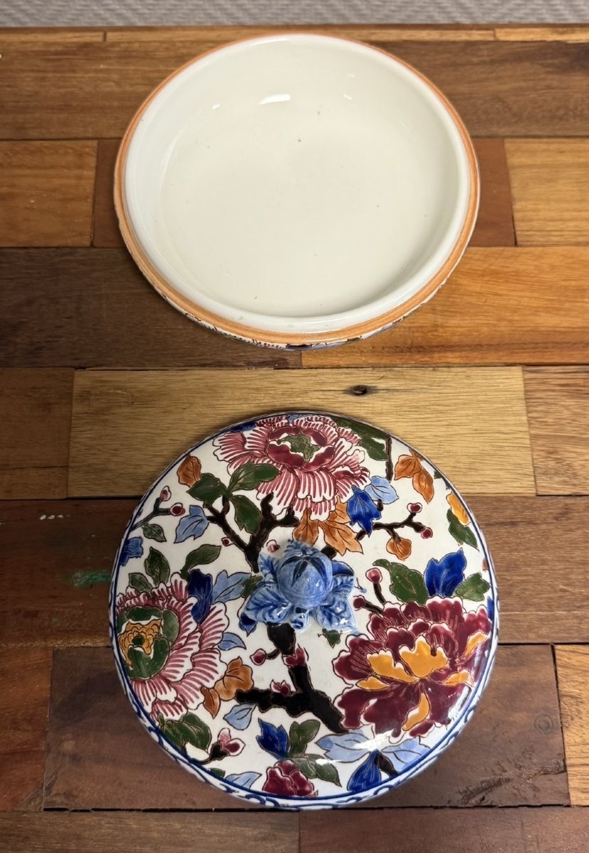 Gien : Importante Bomboniére Ou Boite A Bijoux En Faience -photo-4