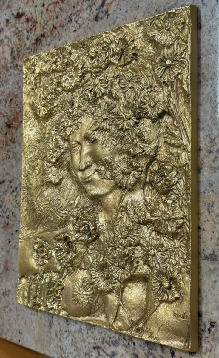Pericle Fazzini (1913-1987) : Bas Relief En Bronze Doré Figurant Le Printemps  -photo-3