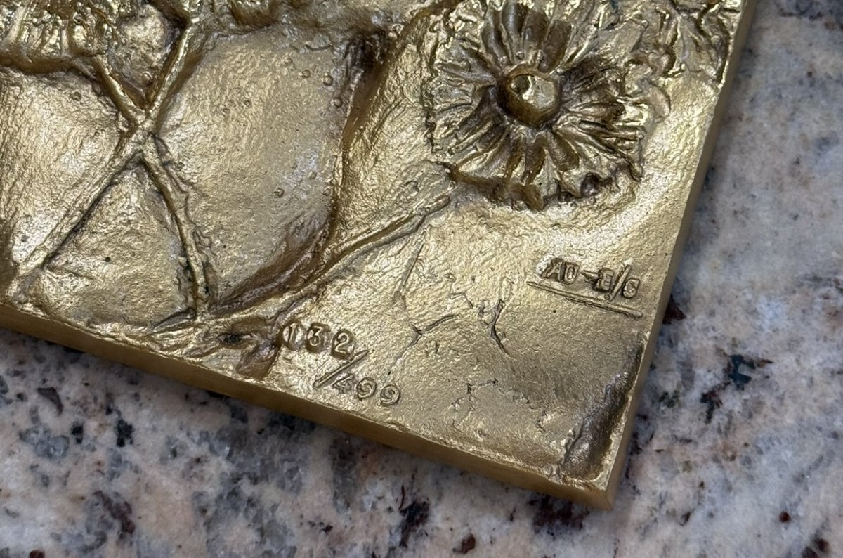 Pericle Fazzini (1913-1987) : Bas Relief En Bronze Doré Figurant Le Printemps  -photo-4