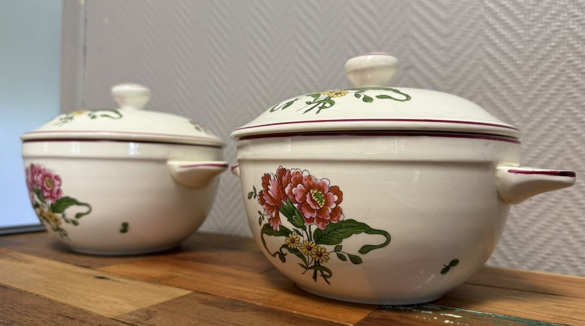 Old Saint Amand: Pair Of Soup Tureens Or Bouillons -photo-3