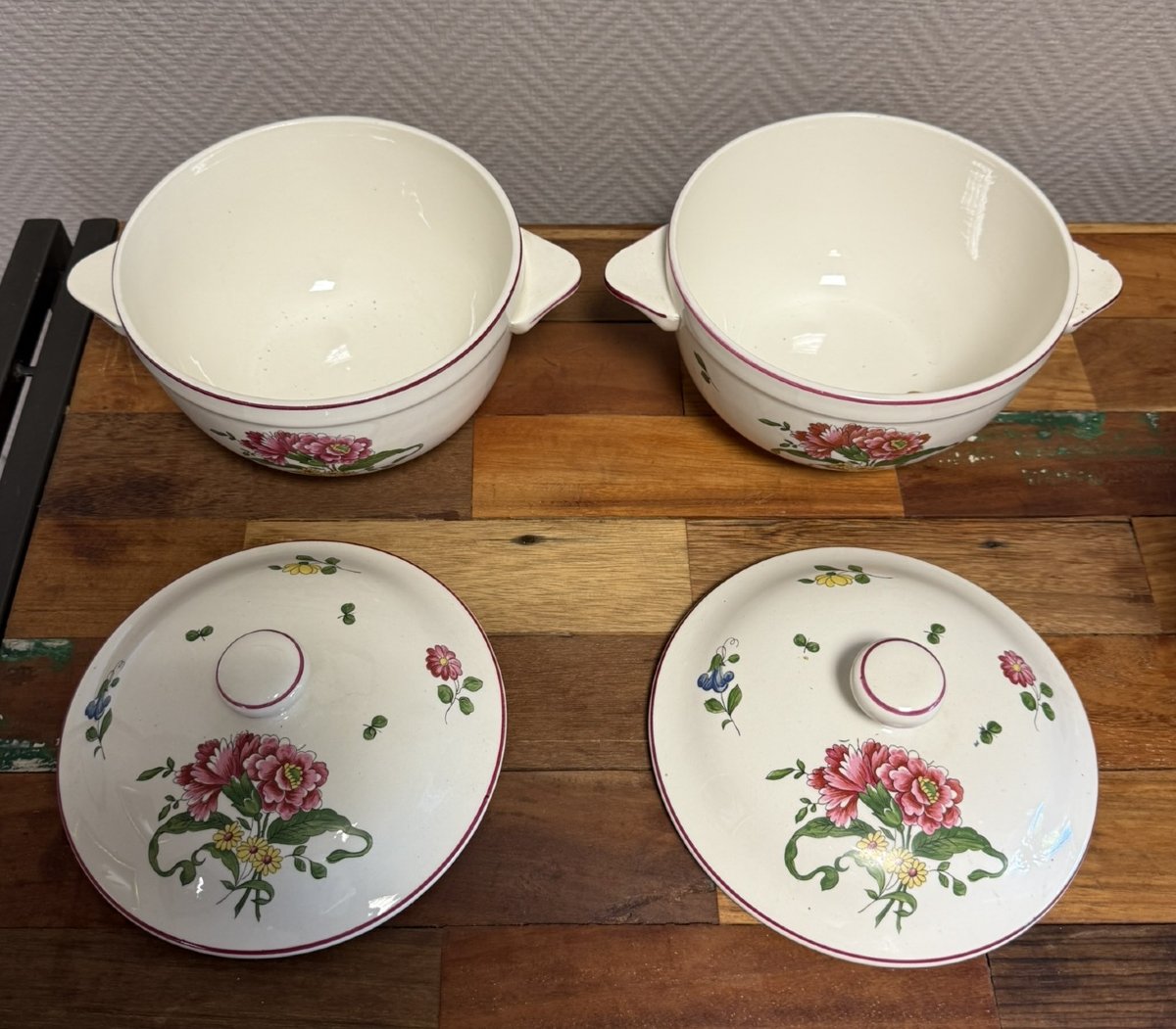 Old Saint Amand: Pair Of Soup Tureens Or Bouillons -photo-4