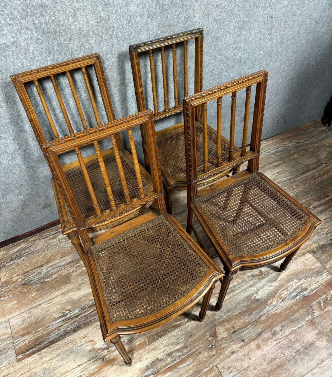 Set Of 4 Louis XVI Style Carved Wood Chairs -photo-2