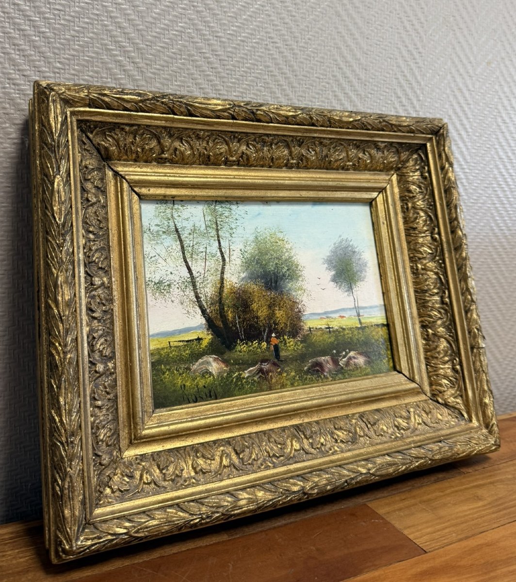 Louis Rolin : Tableau Huile Sur Panneau -photo-2