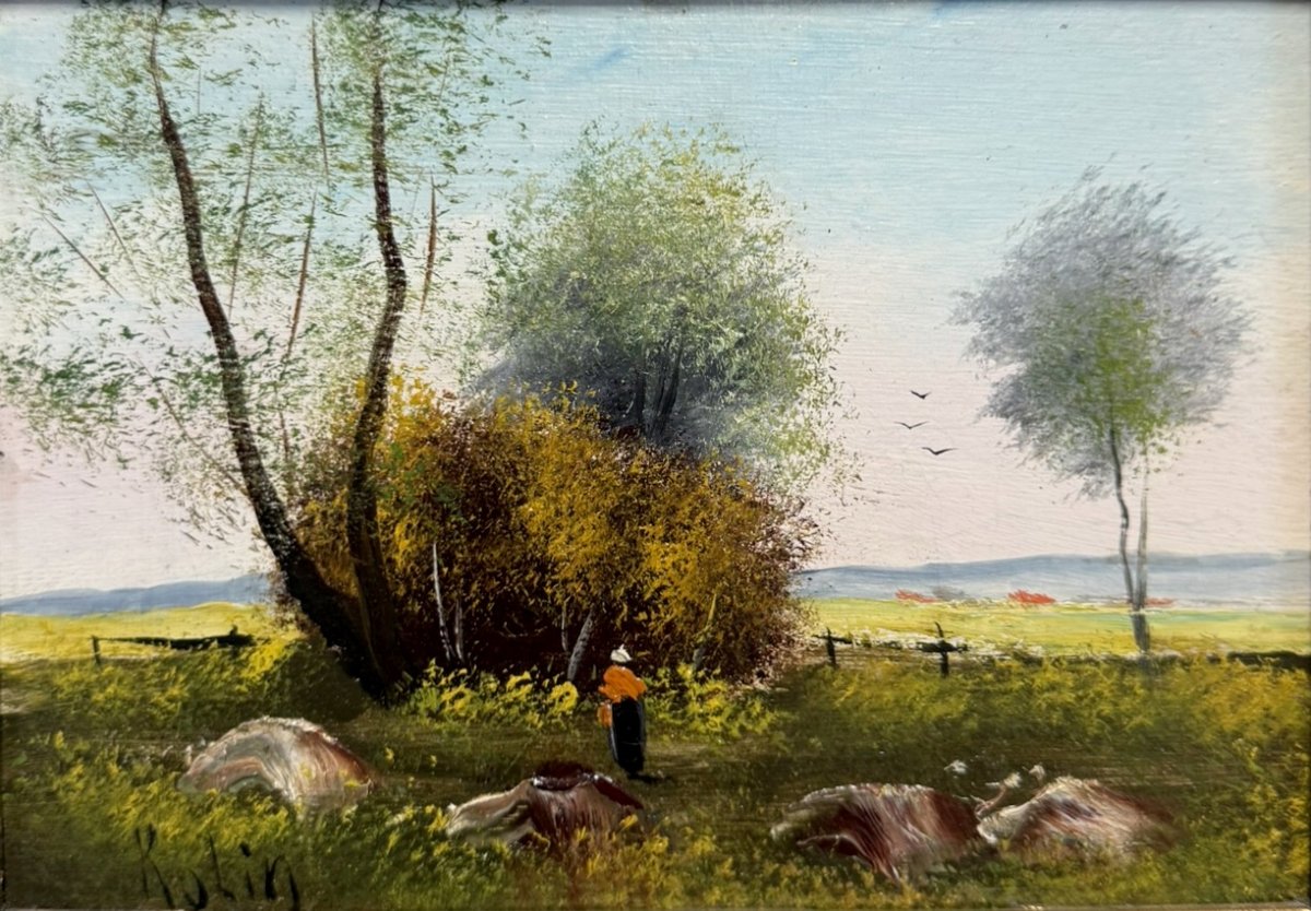 Louis Rolin : Tableau Huile Sur Panneau -photo-4