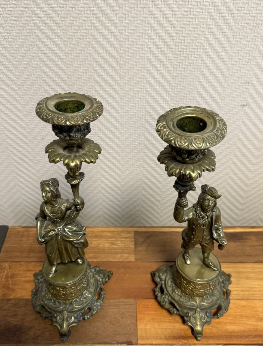 Paire De Bougeoirs époque Napoléon III -photo-1