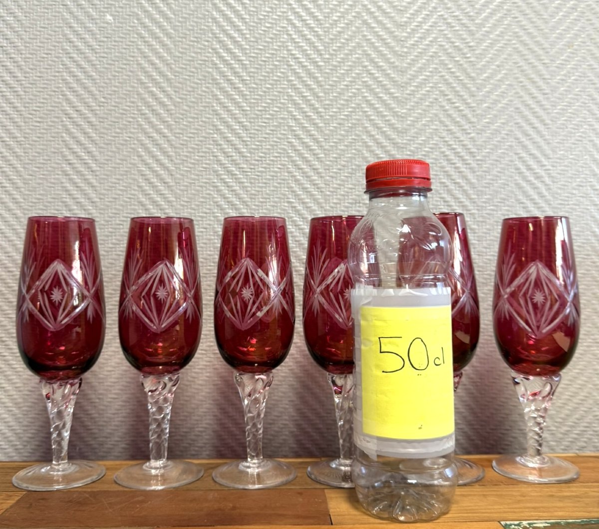 Set Of 6 Colored Crystal Champagne Flutes -photo-6