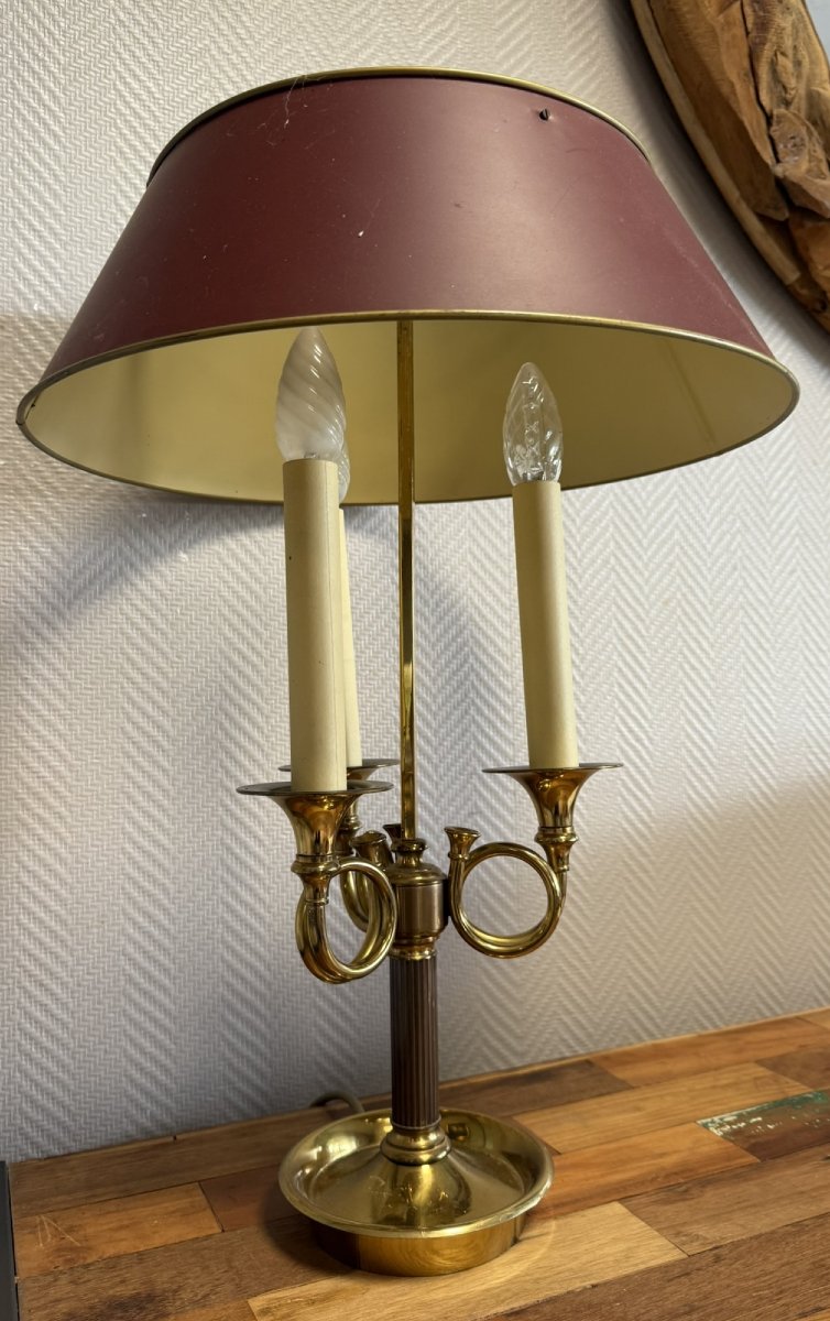Large Empire Style Bouillote Lamp In Gilt Bronze And Brass -photo-1