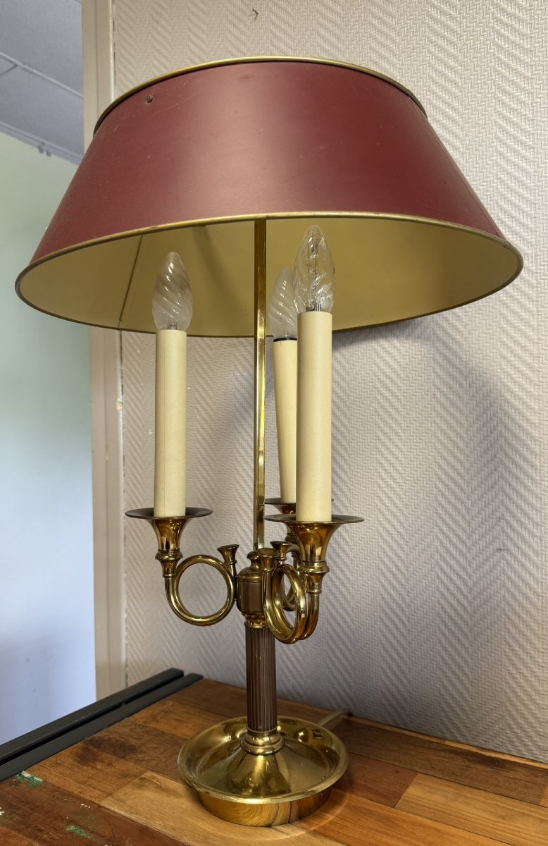 Large Empire Style Bouillote Lamp In Gilt Bronze And Brass -photo-2