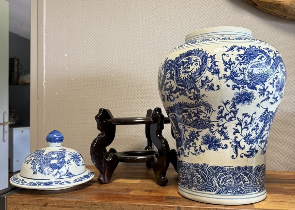 Chine : Monumentale Potiche Couverte En Porcelaine-photo-4