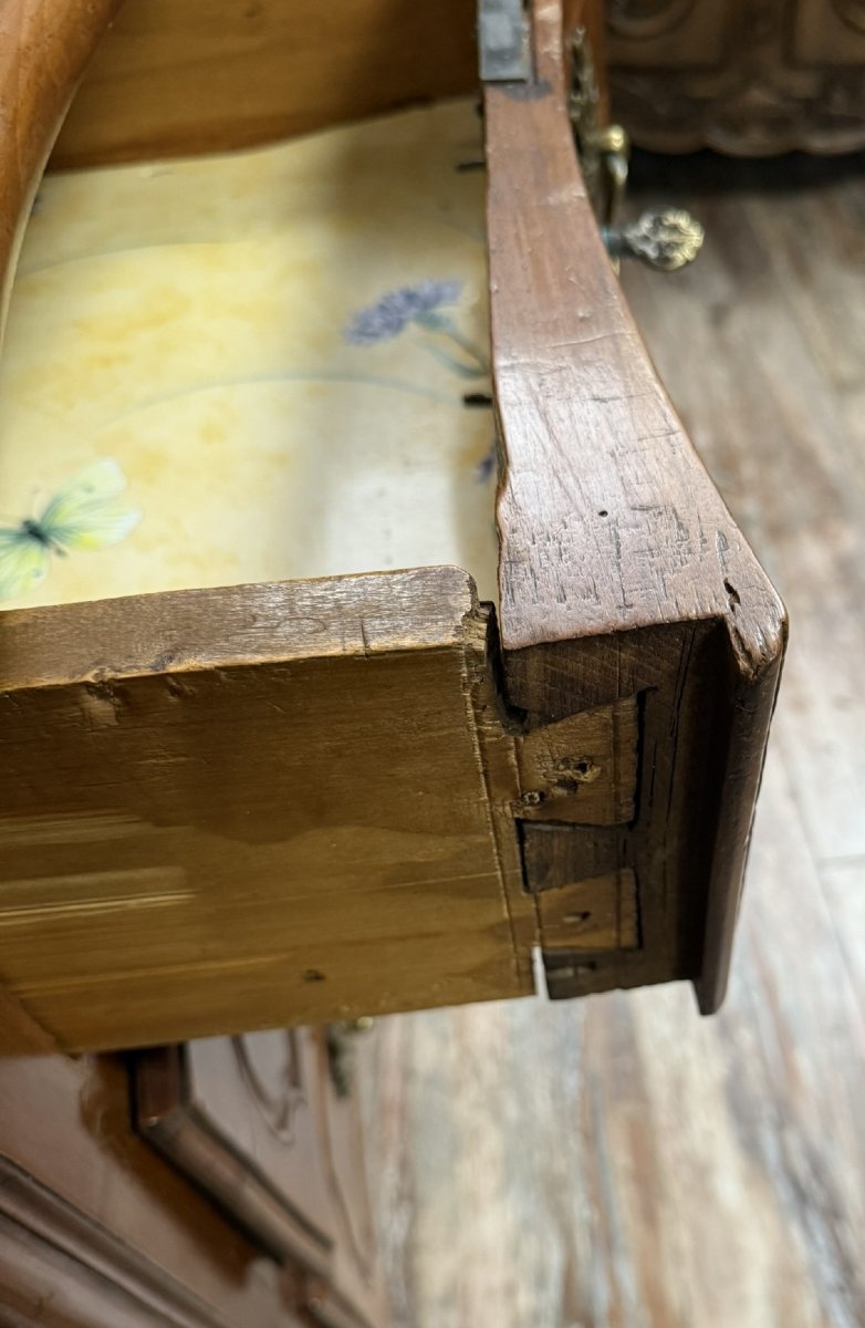 Louis XV Curved Chest Of Drawers In Fruit Wood, 18th Century-photo-5