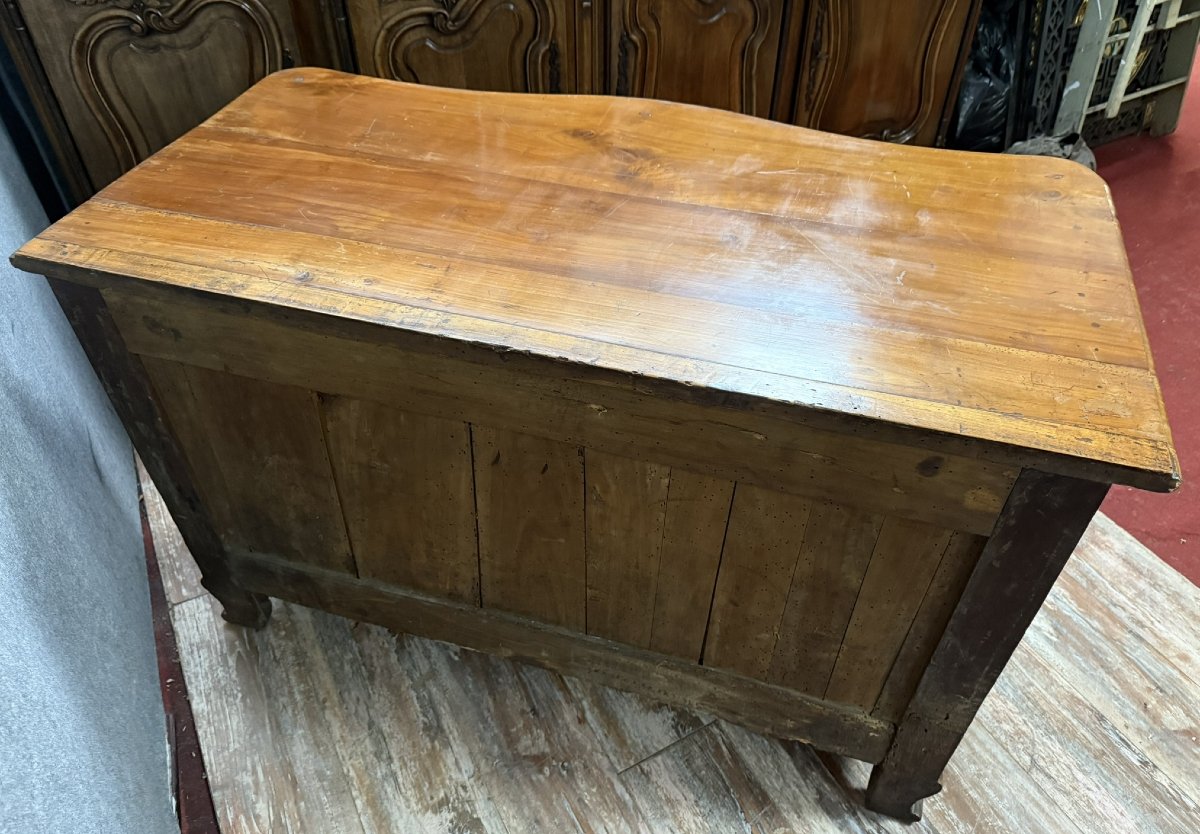 Louis XV Curved Chest Of Drawers In Fruit Wood, 18th Century-photo-6