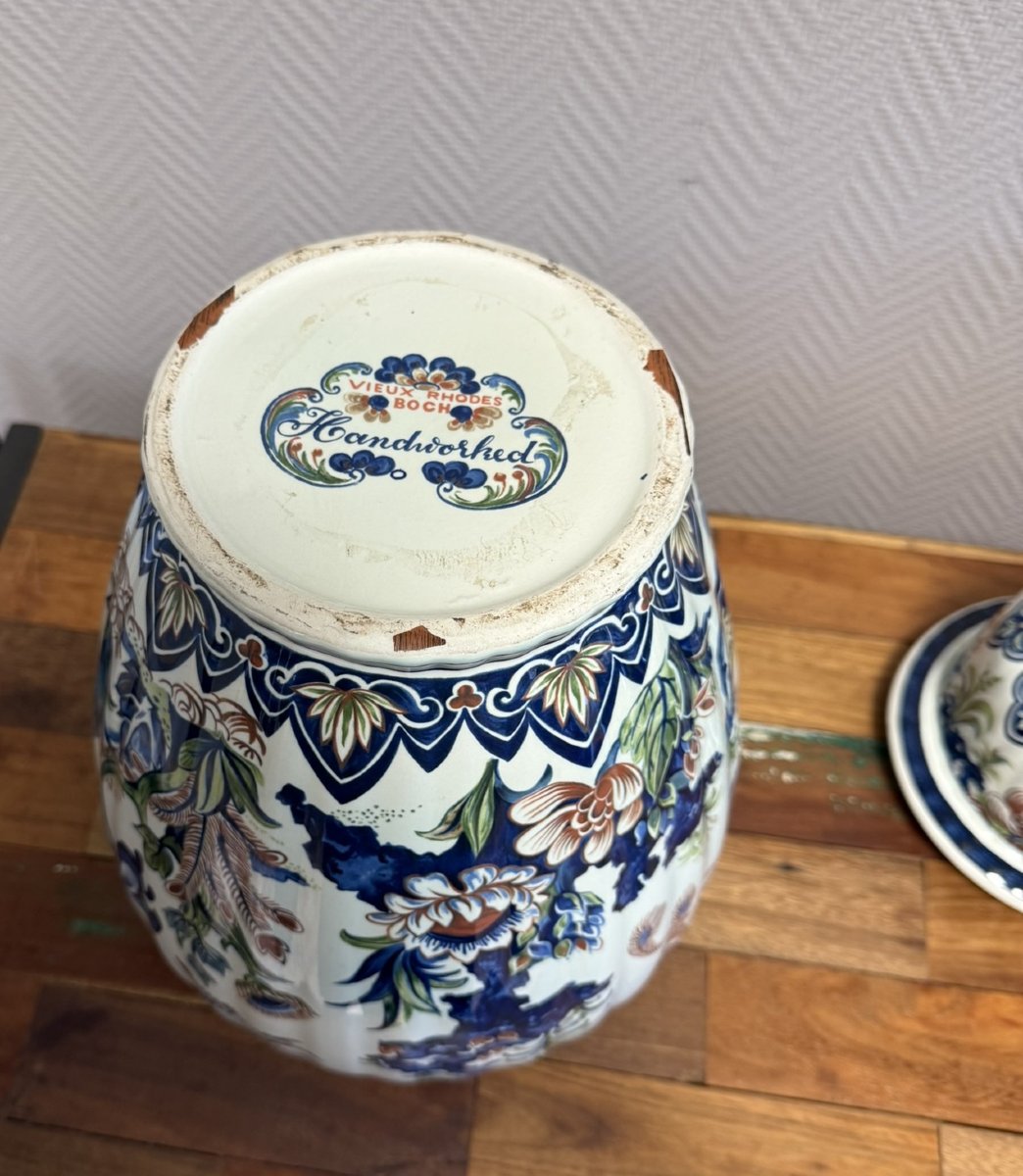 Important Vase Couvert Style Chinois En Porcelaine Polychrome -photo-6