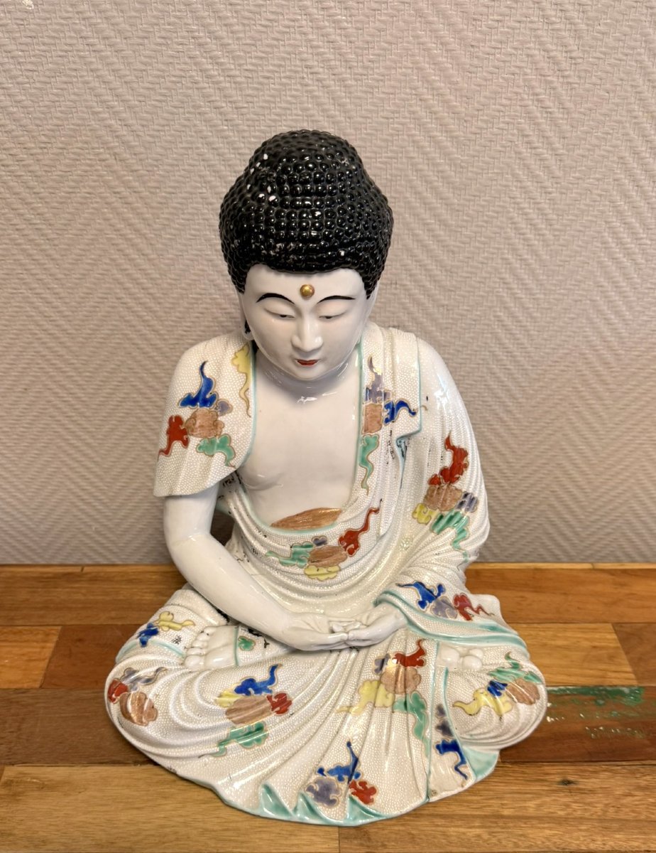 Important Chinese Polychrome Porcelain Buddha -photo-1