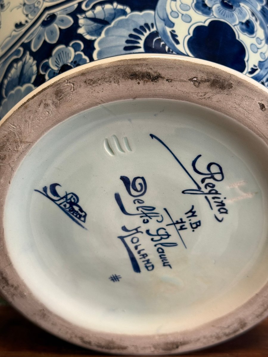 Delft Chinese Decor: Pair Of Large Covered Vases-photo-7