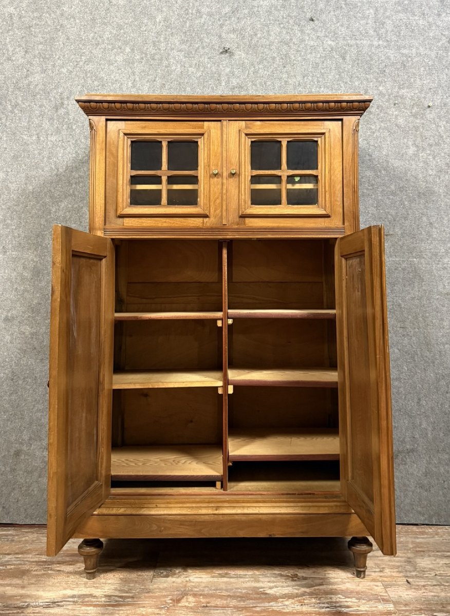 Louis XVI Style Library Cabinet In Solid Walnut -photo-4