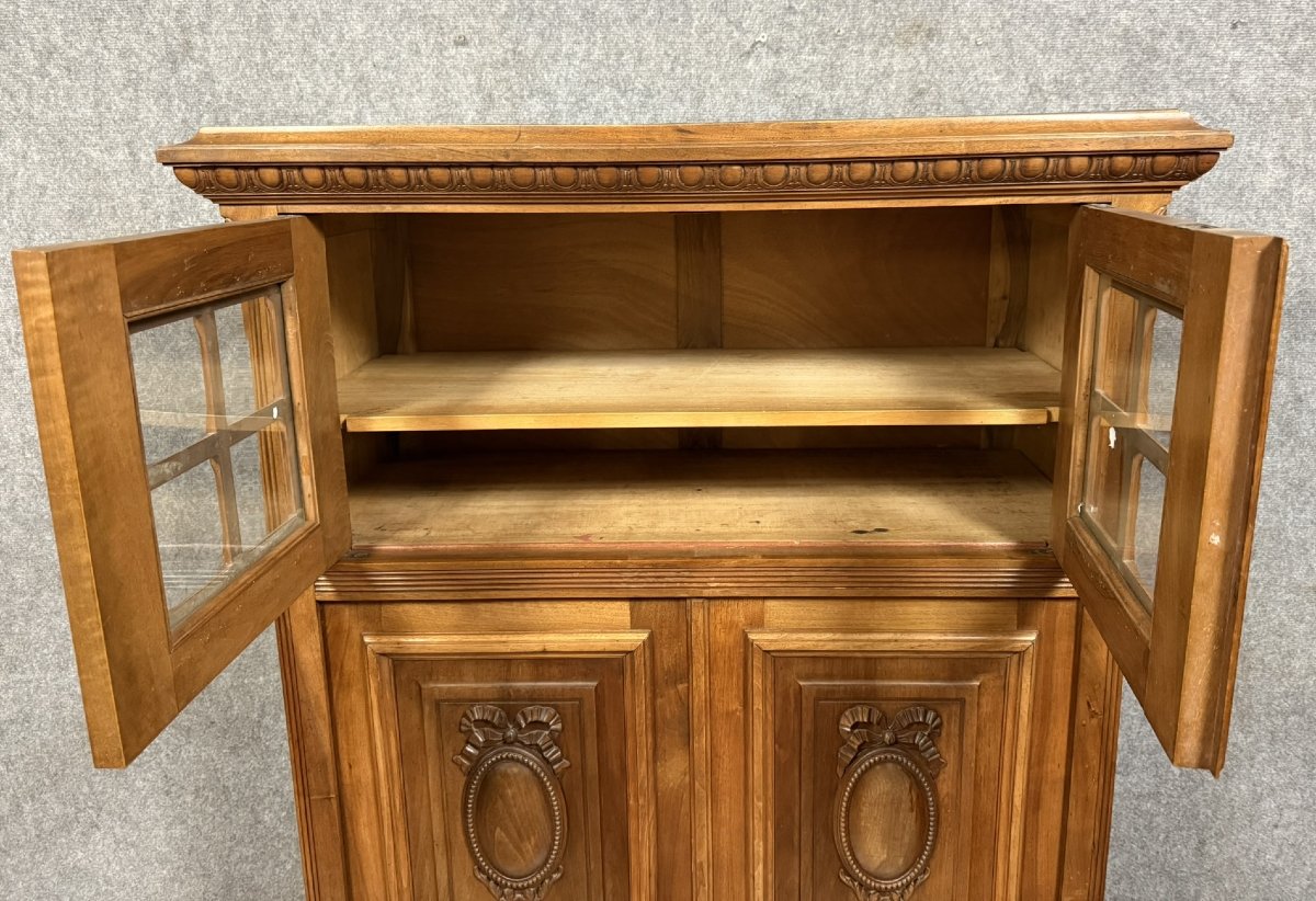 Louis XVI Style Library Cabinet In Solid Walnut -photo-5