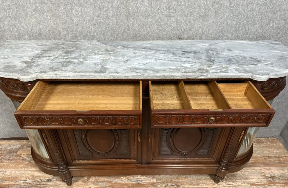 Buffet En Enfilade Style Louis XVI En Noyer Massif -photo-6