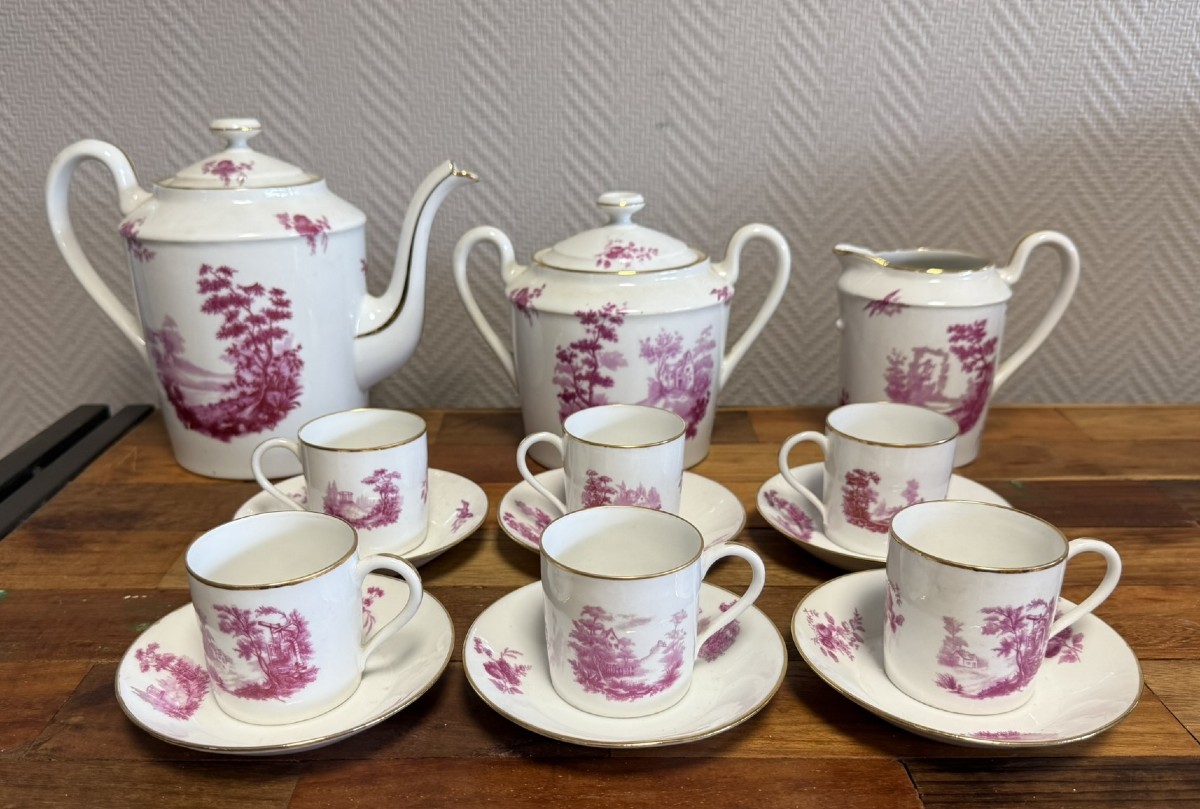 Limoges : Service A Café 15 Piéces En Porcelaine 