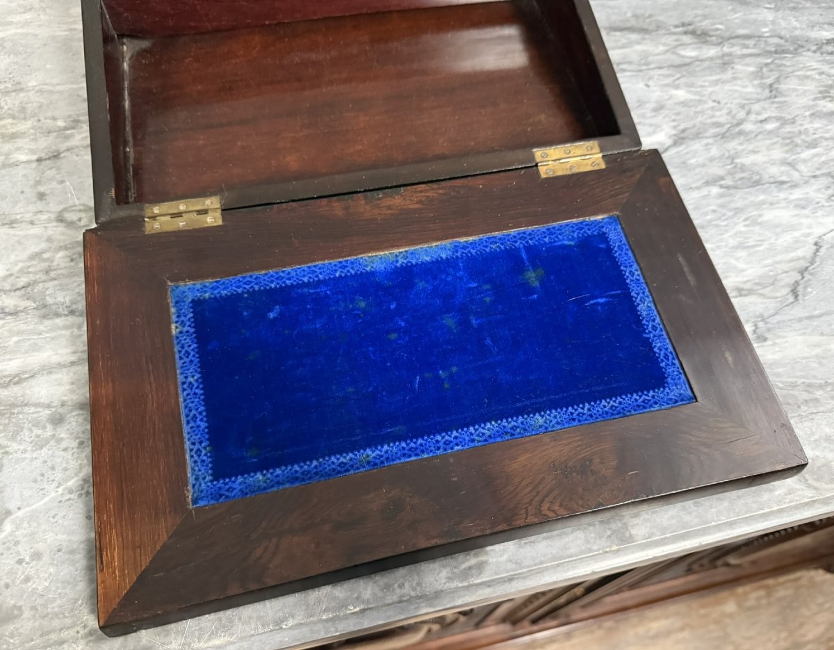 Ecritoire "boulle" En Bois Noirci A Décors De Marqueterie De Laiton Doré -photo-4