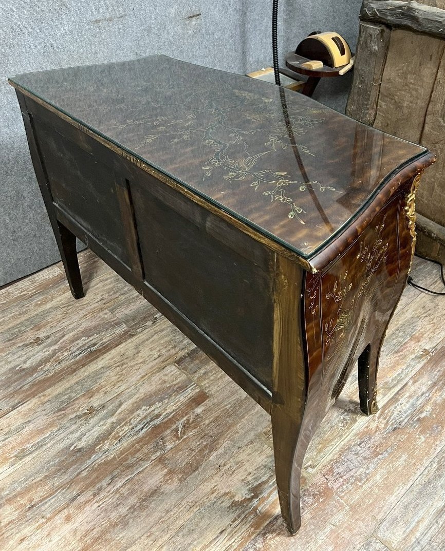 Commode Galbée En Laque à Décor Chinois-photo-2