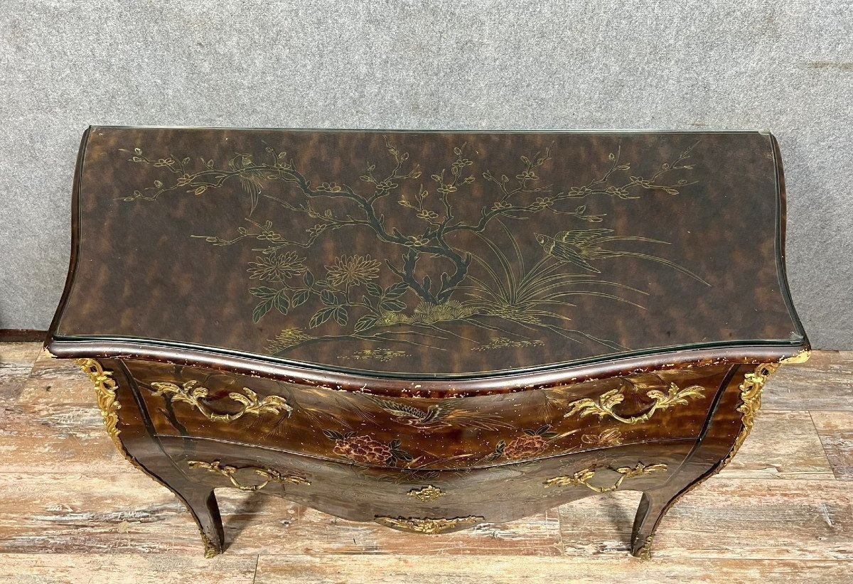 Commode Galbée En Laque à Décor Chinois-photo-4