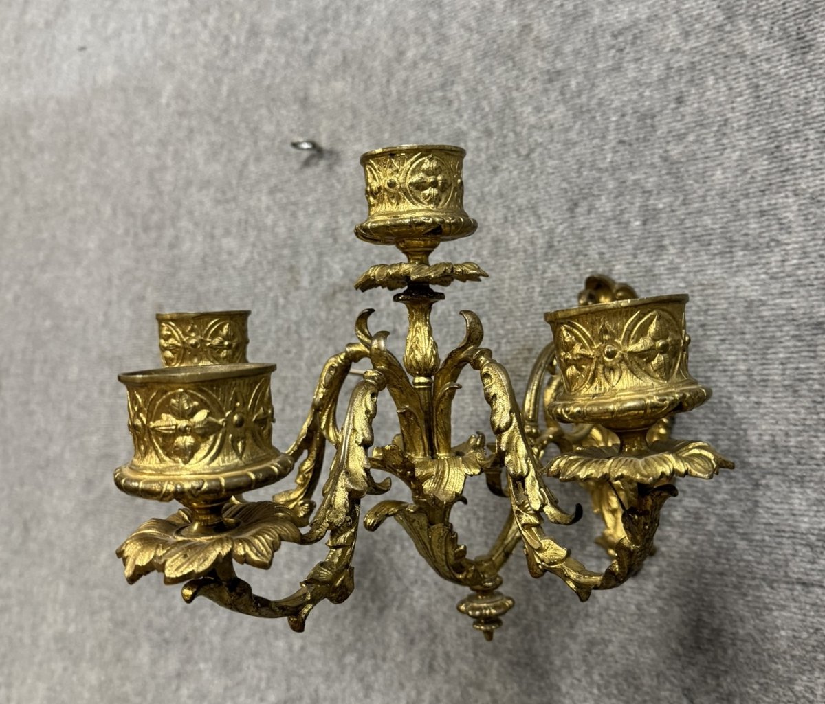 Importante Paire d'Applique Style Louis XV En Bronze Doré-photo-4