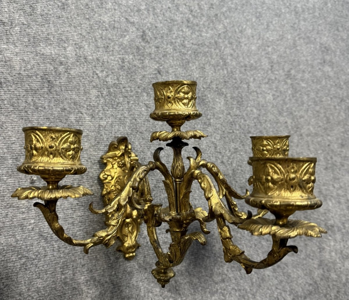 Importante Paire d'Applique Style Louis XV En Bronze Doré-photo-5