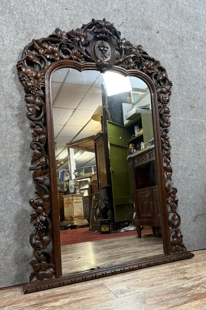 Très Important Miroir Foret Noire En Bois Mouluré Et Sculpté époque Napoléon III-photo-3