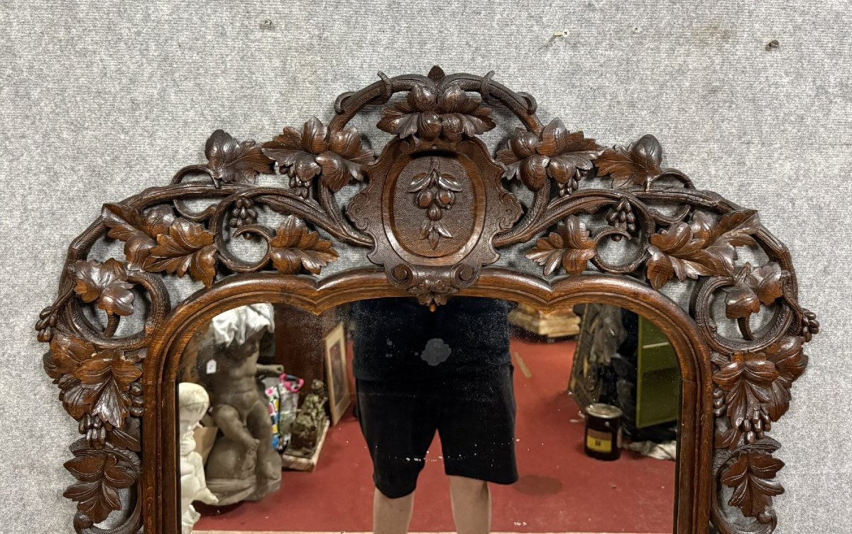 Très Important Miroir Foret Noire En Bois Mouluré Et Sculpté époque Napoléon III-photo-4
