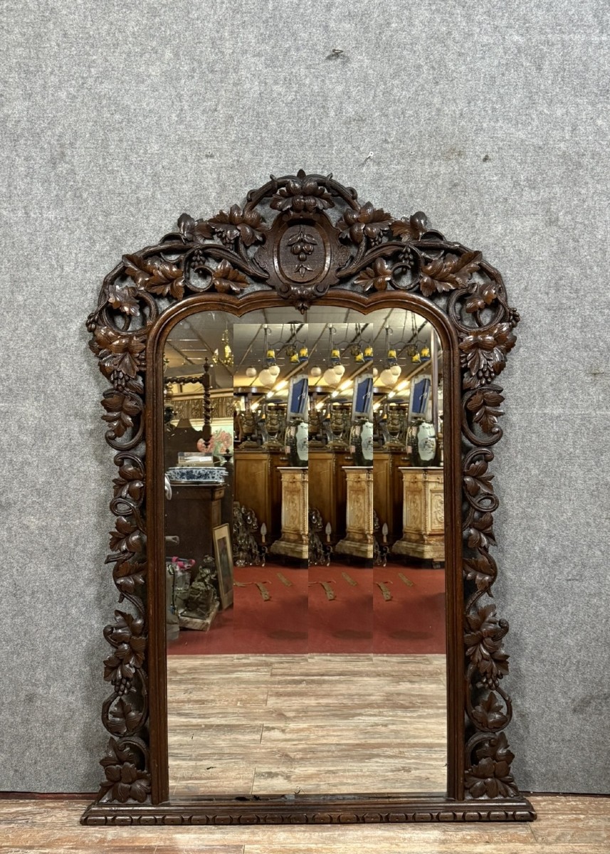 Très Important Miroir Foret Noire En Bois Mouluré Et Sculpté époque Napoléon III