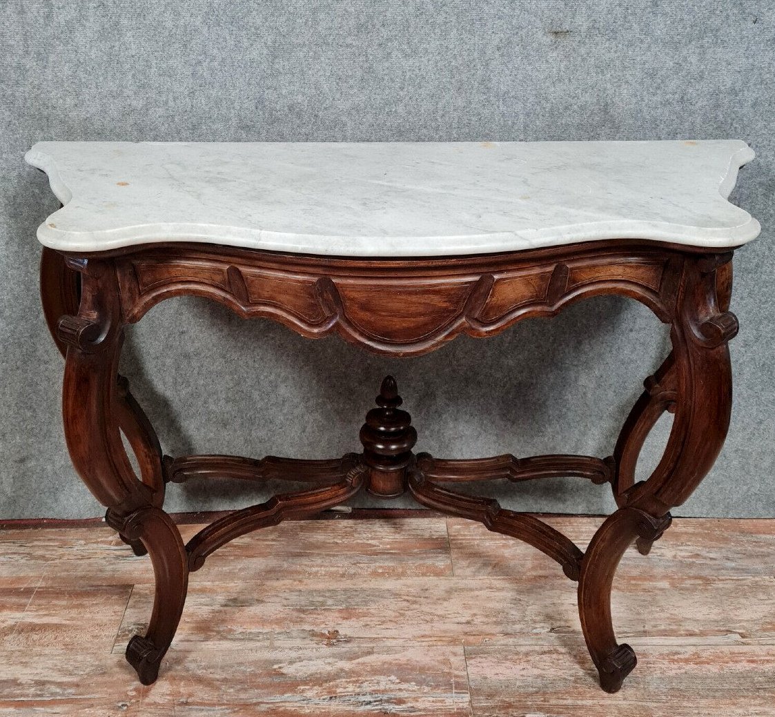 Console Galbée époque Napoléon III En Acajou-photo-1