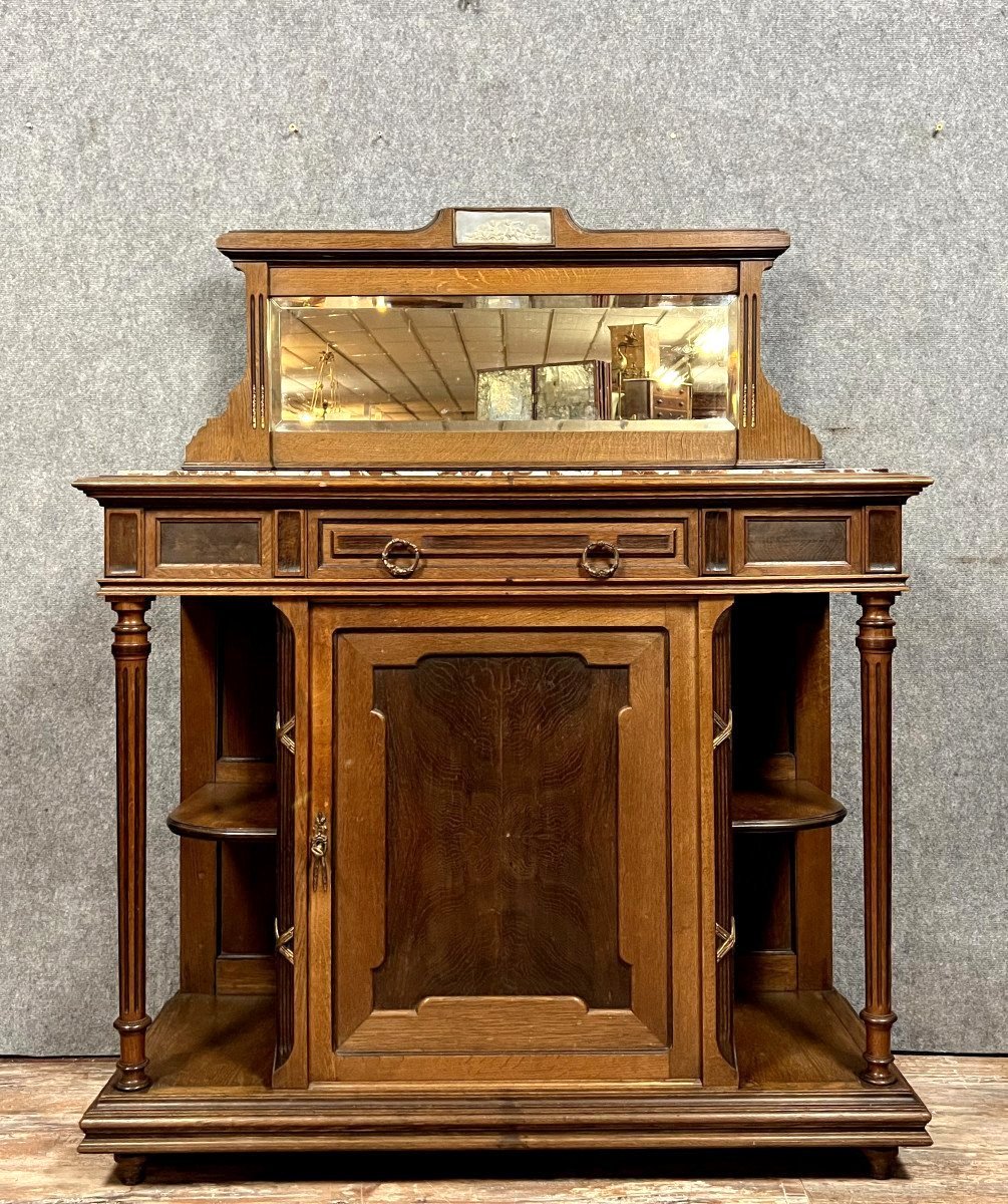 Louis XVI Style Sideboard In Oak And Mahogany Decorated With A Plaque Of Cupids-photo-1
