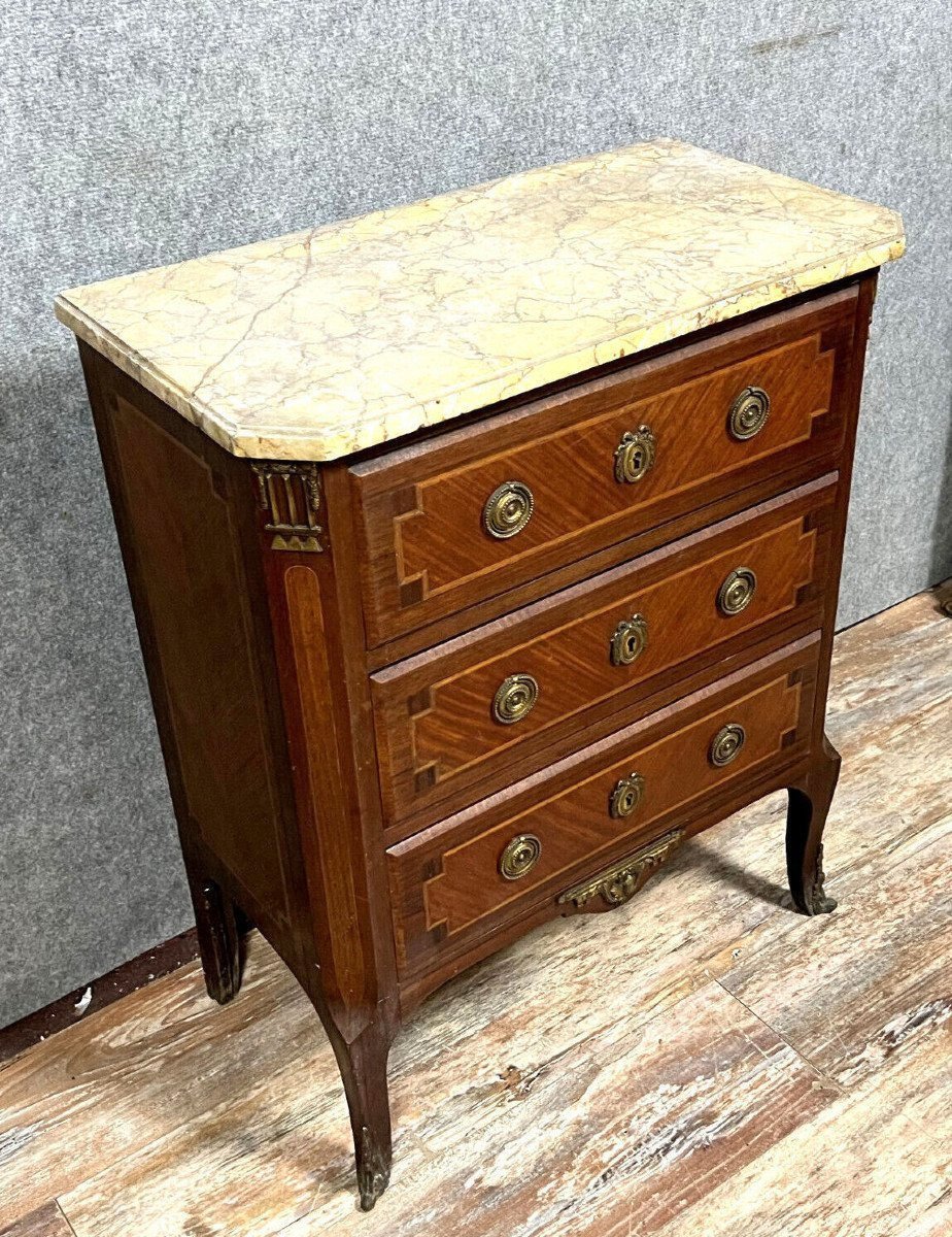 Commode De Dame Style Louis XV En Marqueterie-photo-1
