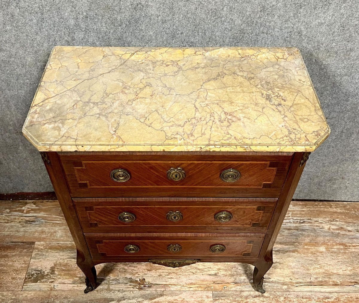 Commode De Dame Style Louis XV En Marqueterie-photo-3
