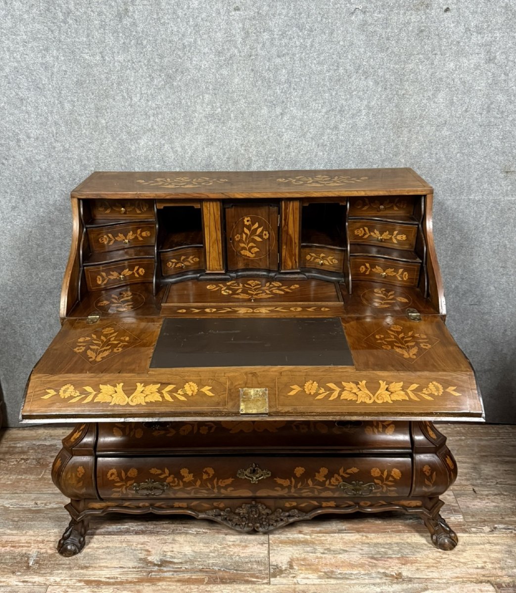 Holland 18th Century: Important Curved Scribanne Chest Of Drawers-photo-2
