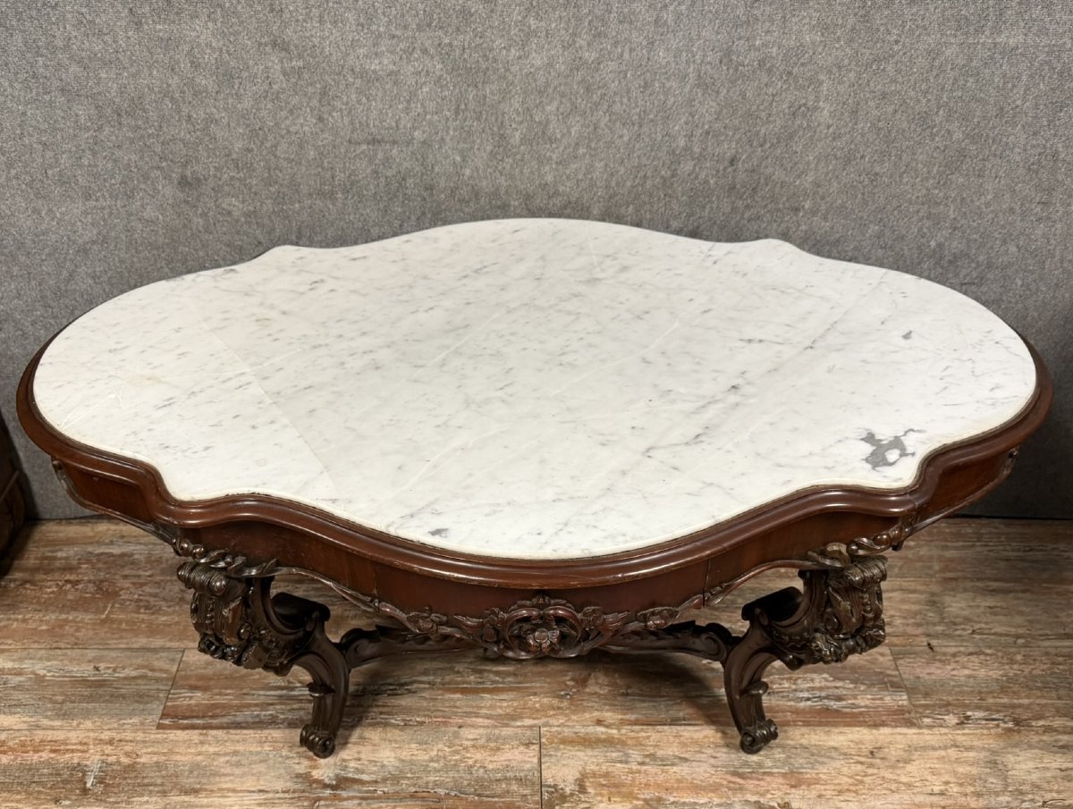 Très Important Guéridon De Forme Violonnée En Acajou époque Napoléon III-photo-1