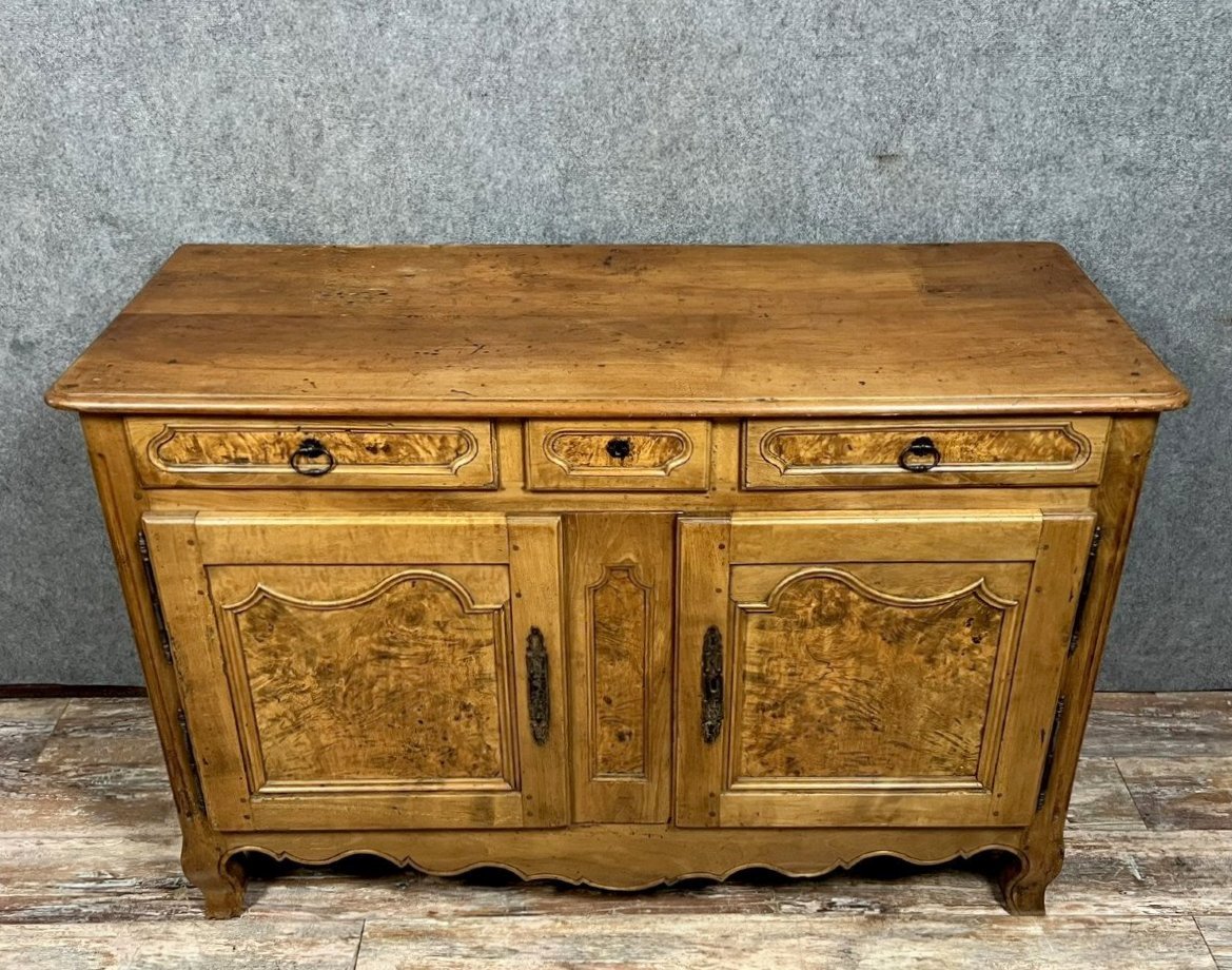 Louis XV Period Bressan Sideboard In Walnut And Elm Burl-photo-1