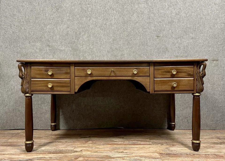Empire Mahogany Swan Neck Center Desk-photo-1