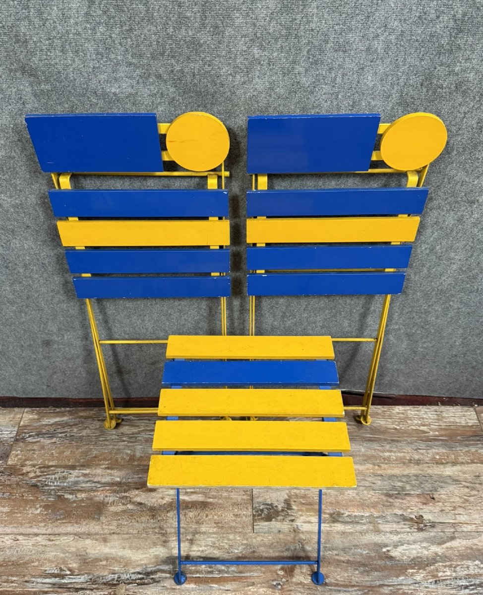 Ensemble De 2 Chaises Pliantes Et 1 Tabouret Modèle Kis Folding Par Denis Balland Pour Fermob-photo-4