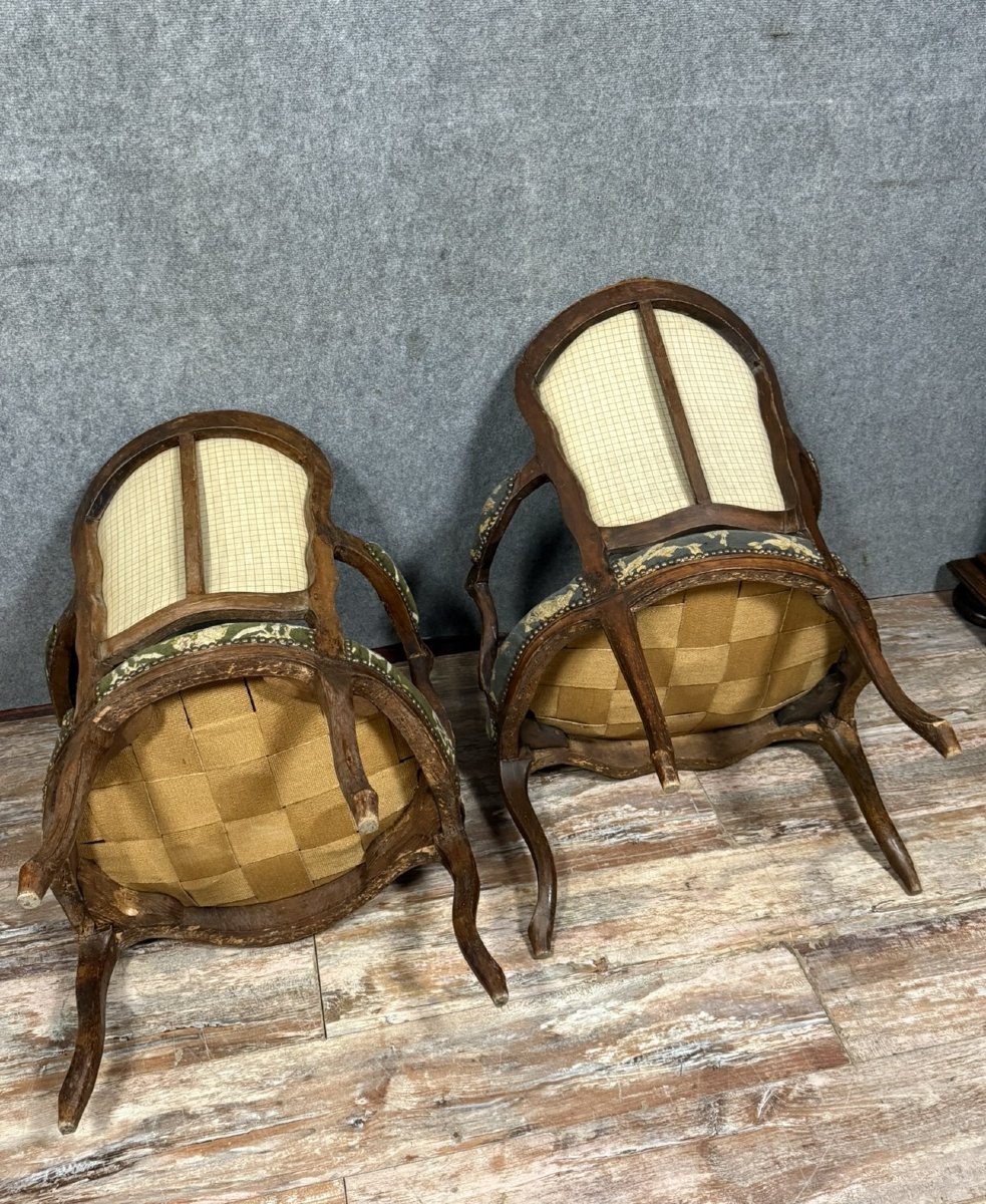 Pair Of Louis XV Period Cabriolet Armchairs In Carved Wood From The 18th Century-photo-6
